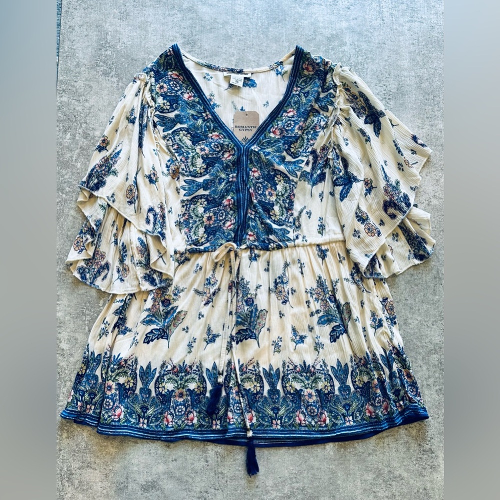 Romantic Gypsy Boho Style Printed Top